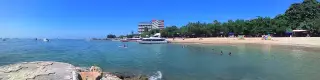 Archive photo: Sanur Beach with the boat and Fairmont Hotel view.