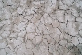 Illustration: A top-down view of dry, cracked earth texture.