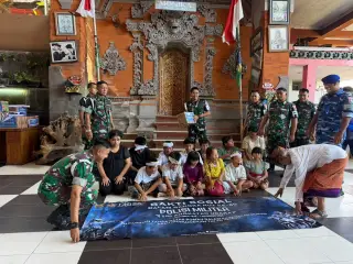 Participants gather at Dharma Jati II in East Denpasar during the I Gusti Ngurah Rai Air Force Base military police outreach visit on 29 October 2026.